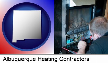 a heating contractor servicing a gas fireplace in Albuquerque, NM