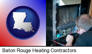 Baton Rouge, Louisiana - a heating contractor servicing a gas fireplace