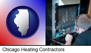 chicago, Illinois - a heating contractor servicing a gas fireplace