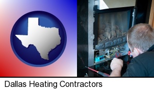 Dallas, Texas - a heating contractor servicing a gas fireplace