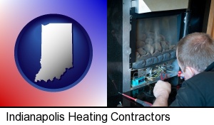 Indianapolis, Indiana - a heating contractor servicing a gas fireplace