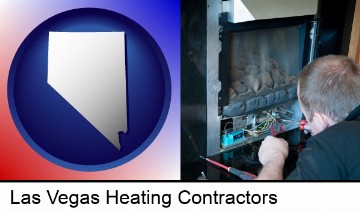 a heating contractor servicing a gas fireplace in Las Vegas, NV