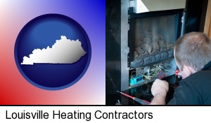 a heating contractor servicing a gas fireplace in Louisville, KY