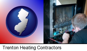 a heating contractor servicing a gas fireplace in Trenton, NJ