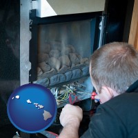 hawaii a heating contractor servicing a gas fireplace