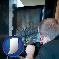 indiana a heating contractor servicing a gas fireplace