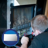 kansas a heating contractor servicing a gas fireplace