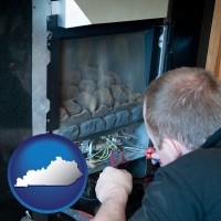 kentucky a heating contractor servicing a gas fireplace