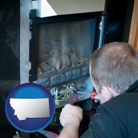 montana a heating contractor servicing a gas fireplace