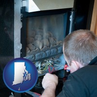 rhode-island a heating contractor servicing a gas fireplace