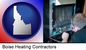 a heating contractor servicing a gas fireplace in Boise, ID