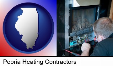 a heating contractor servicing a gas fireplace in Peoria, IL